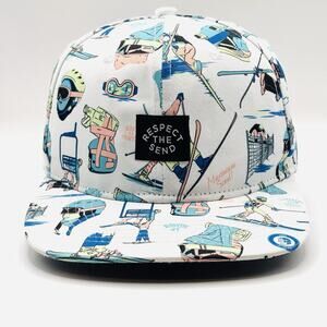 Jerry Of The Day Ski Print Hat Cap Snap Back Blue And White